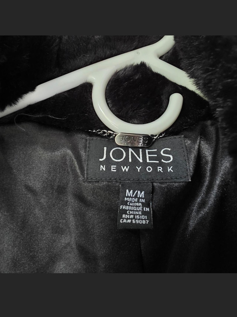 Jones New York Black Faux Fur Quilted Jacket - Picture 3 of 6